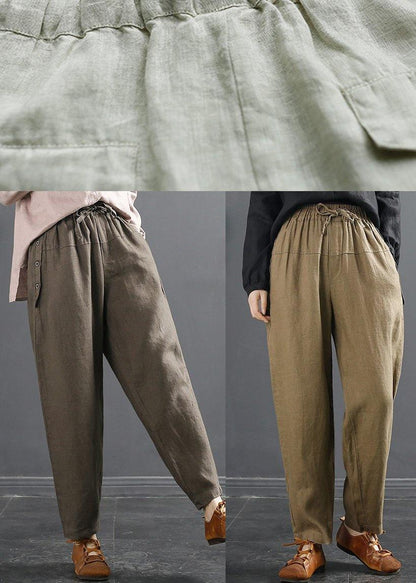 French Spring Wide Leg Pants Unique Yellow-print2 Inspiration Elastic Waist Wild Pants