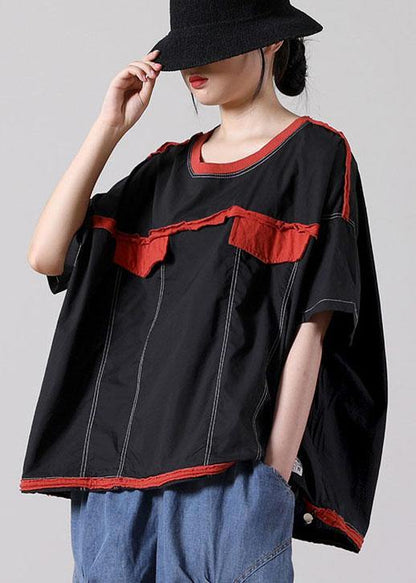 French White Cotton Shirt Tops Summer Short Sleeve