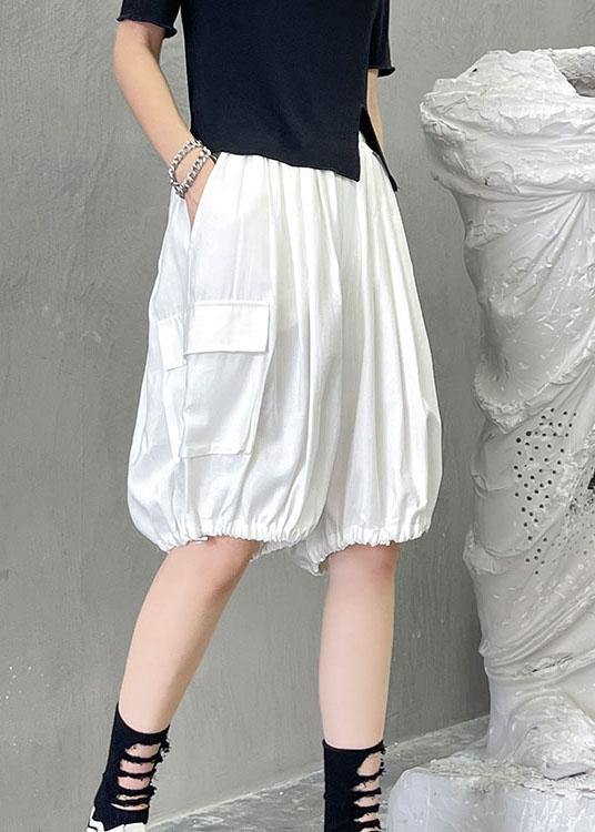 French White Pockets Hot Lantern Pants