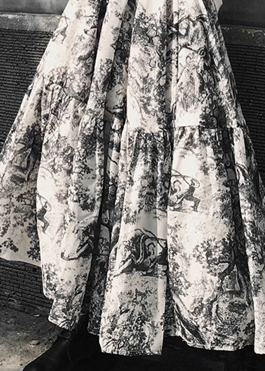French White Animal Print Patchwork Vacation Skirts Spring