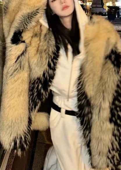 French Yellow Leather and Fur Coats Spring
