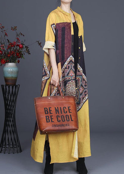 French Yellow Silk Long Spring Dress