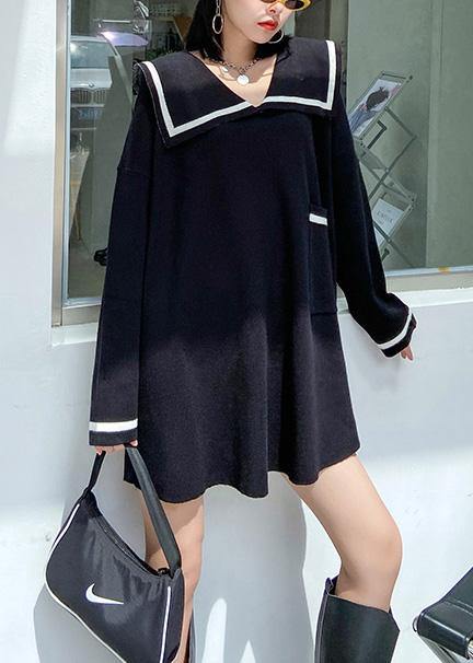 French Black Sailor Collar Dresses