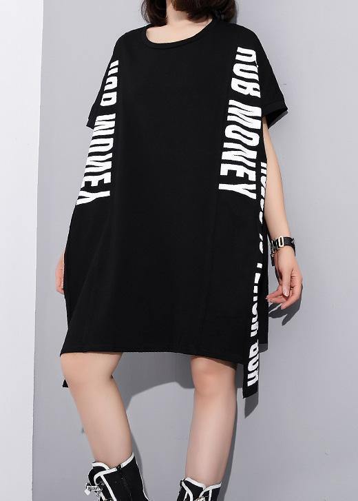 French Black Cotton Clothes Alphabet Prints Art Summer Top