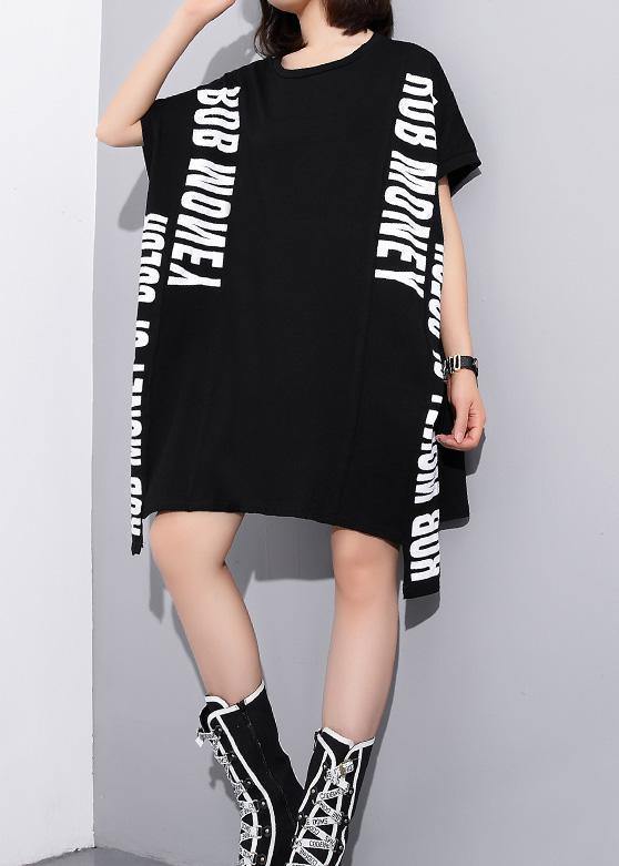 French Black Cotton Clothes Alphabet Prints Art Summer Top