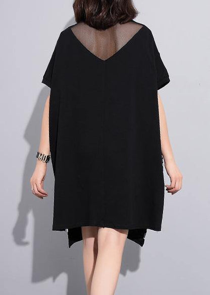 French Black Cotton Clothes Alphabet Prints Art Summer Top