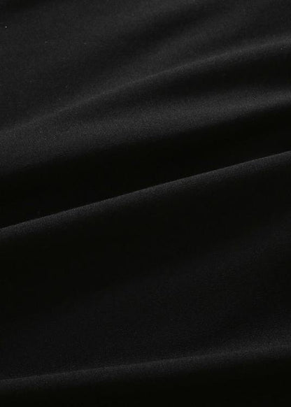 French Black Cotton Dresses Lapel Patchwork Fall Dress
