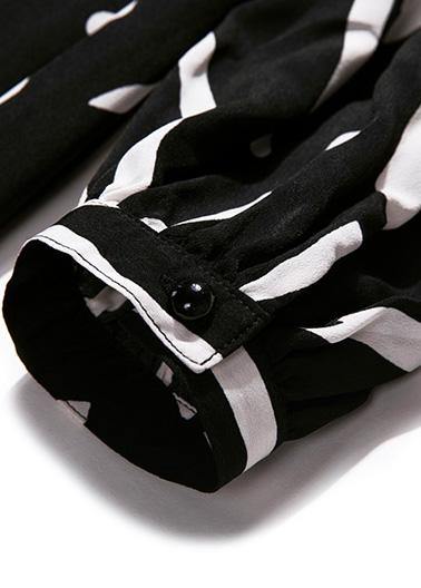 French Black Prints Chiffon Clothes Tie Waist Maxi Big Hem Dress