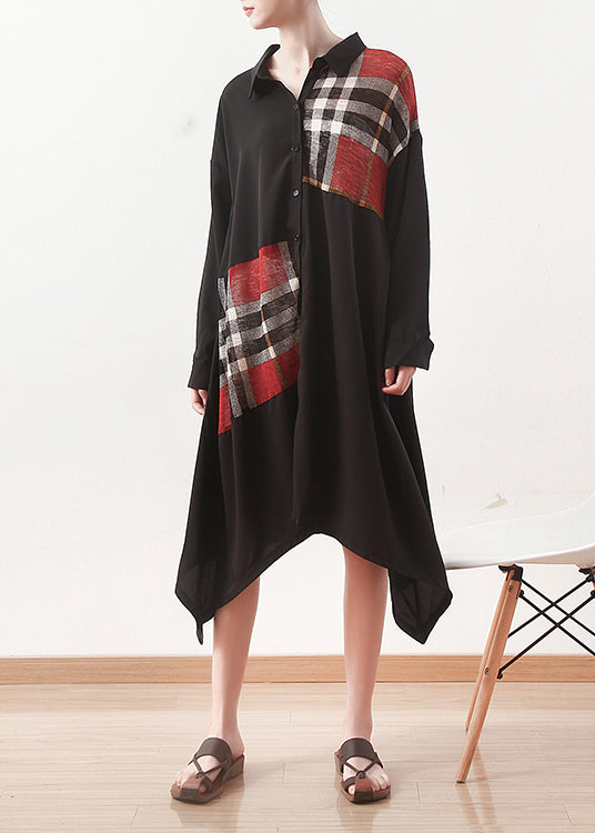 French Black Silk Dresses Indian Pattern Patchwork Kaftan Summer Dresses