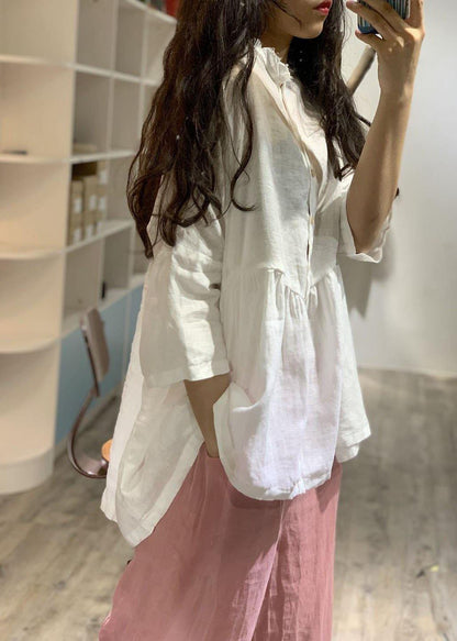 French bracelet sleeved linen top silhouette Christmas Gifts white shirt fall