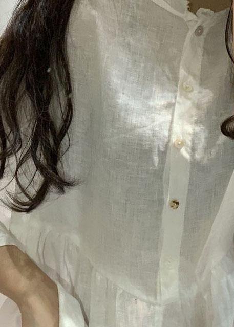 French Bracelet Sleeved Linen Top Silhouette Christmas Gifts White Shirt Fall