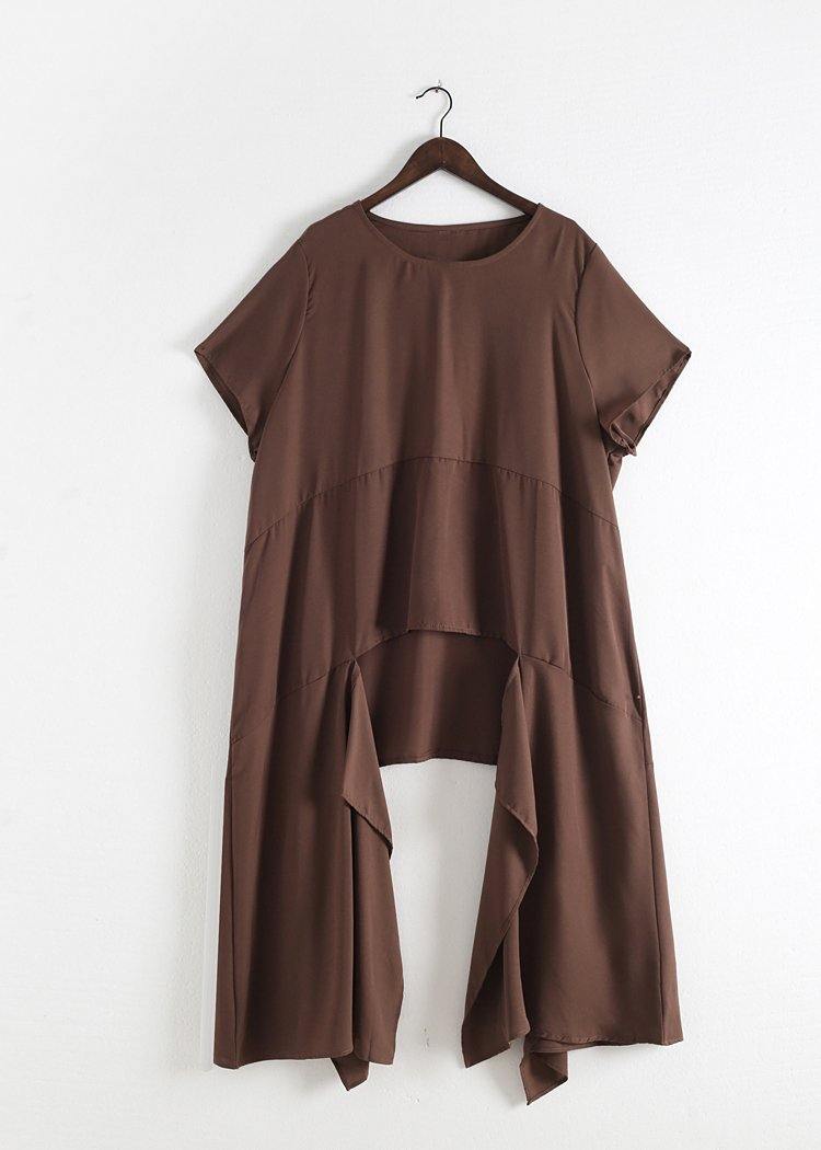 French Chocolate Catwalk Asymmetric Tops and Wide Leg Pants Loose Summer