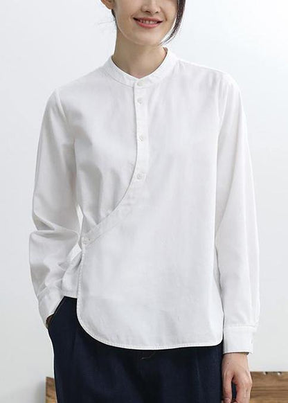 French cotton Blouse Vintage Curving Single Breasted Plus Size Shirt