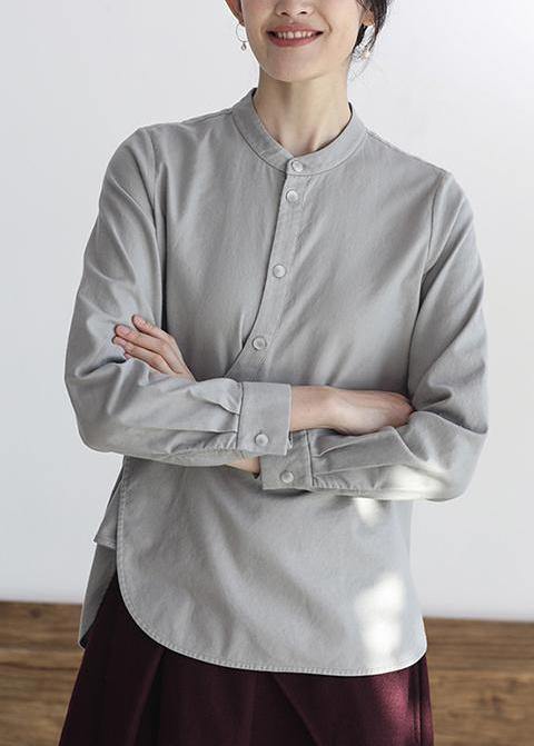 French cotton Blouse Vintage Curving Single Breasted Plus Size Shirt