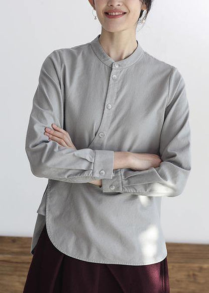 French cotton Blouse Vintage Curving Single Breasted Plus Size Shirt