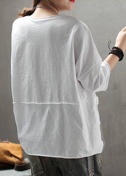 French Cotton Embroidery Letter Top Silhouette White Summer Drop Shoulder Sleeve T-shirt
