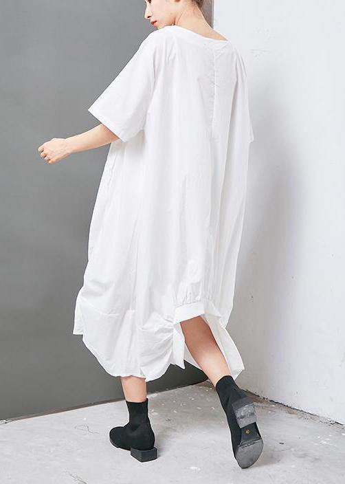 French Cotton Clothes Fine Irregular Cotton Short Sleeve Dress