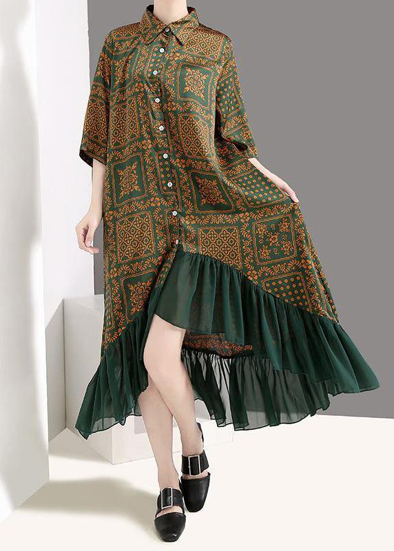 French Cotton Quilting Clothes Drops Design Plaid Print Chiffon Ruffles Dress