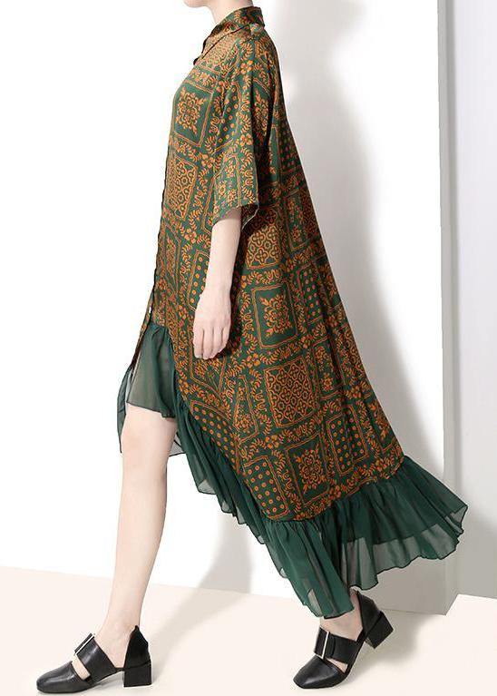 French Cotton Quilting Clothes Drops Design Plaid Print Chiffon Ruffles Dress