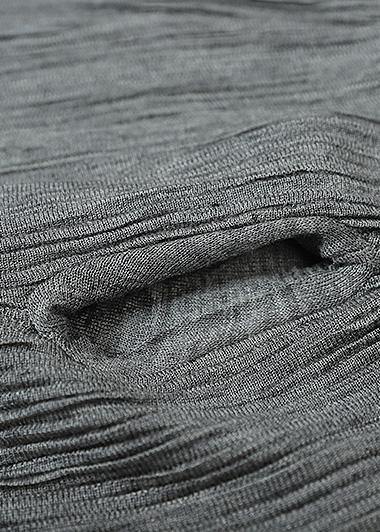 French Elastic Waist Pants Oversize Gray Pattern Jeans