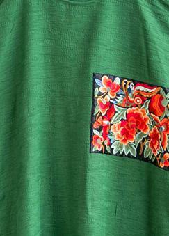 French Green Cotton Linen Clothes O Neck Patchwork Maxi Summer Dresses