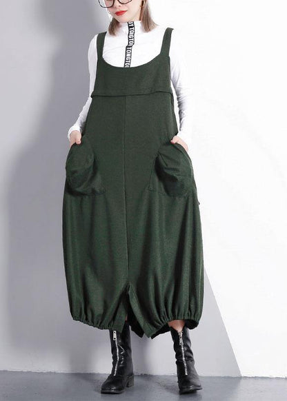 French Green Cotton Tunics for Sleeveless Maxi Fall Dresses