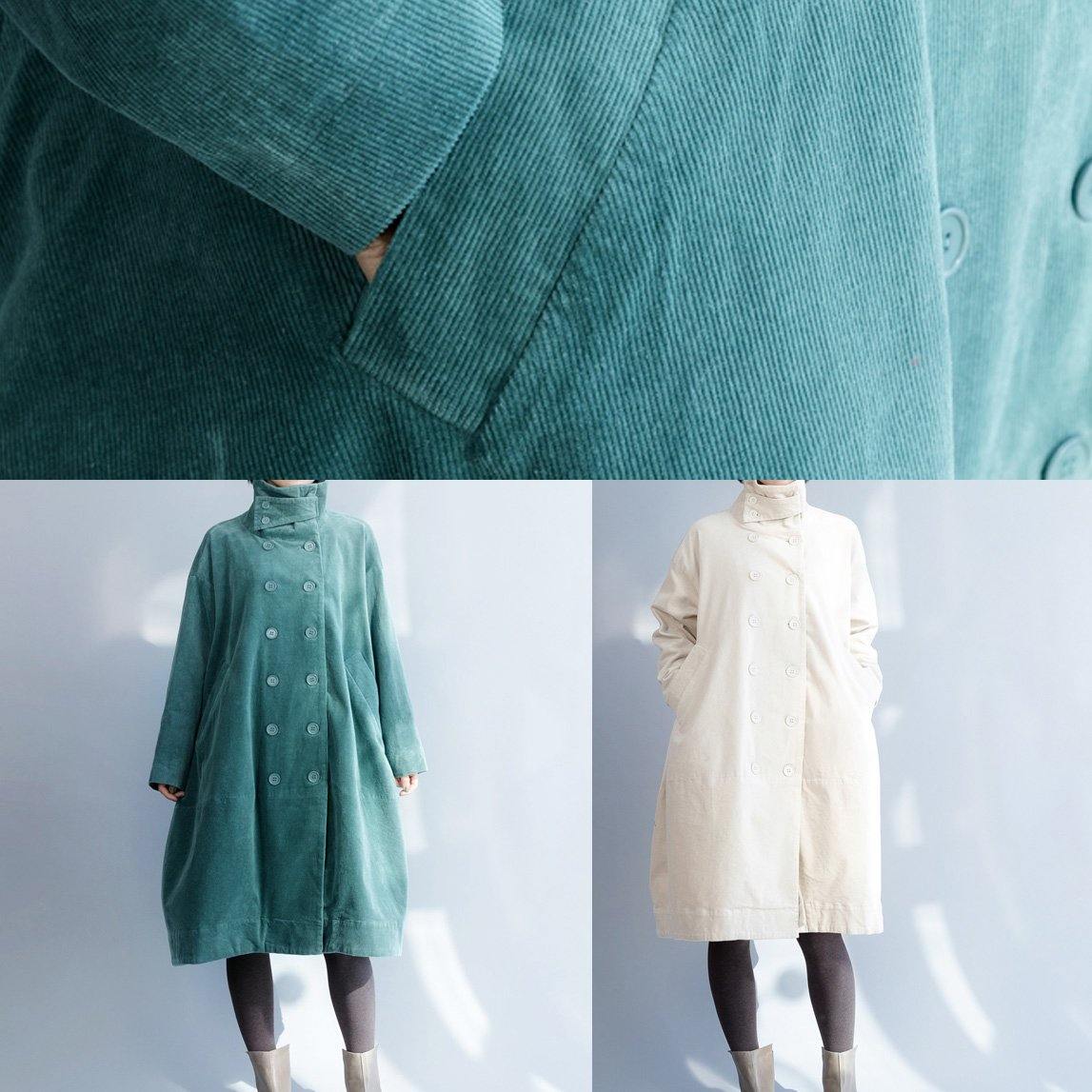 French Green Fine Clothes for Inspiration Double Breast Stand Collar Coats