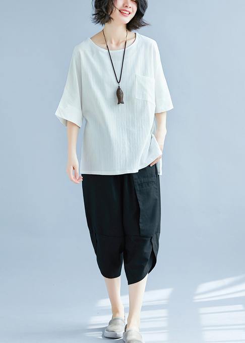French Hooded Side Open Cotton Linen Clothes Fine Inspiration White Loose Blouse Summer