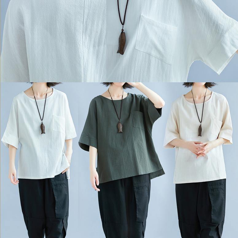 French Hooded Side Open Cotton Linen Clothes Fine Inspiration White Loose Blouse Summer