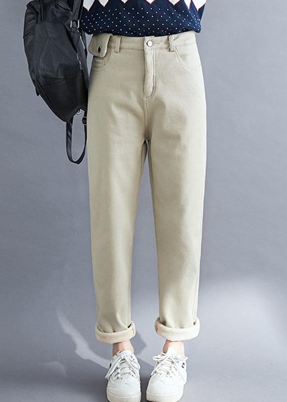 French Khaki Trousers Spring Pockets Pattern