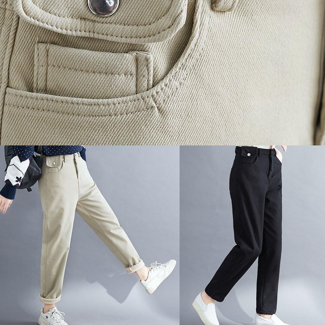 French Khaki Trousers Spring Pockets Pattern