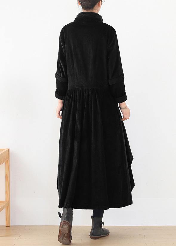 French Lapel False Two Pieces Clothes Army Green Kaftan Dress