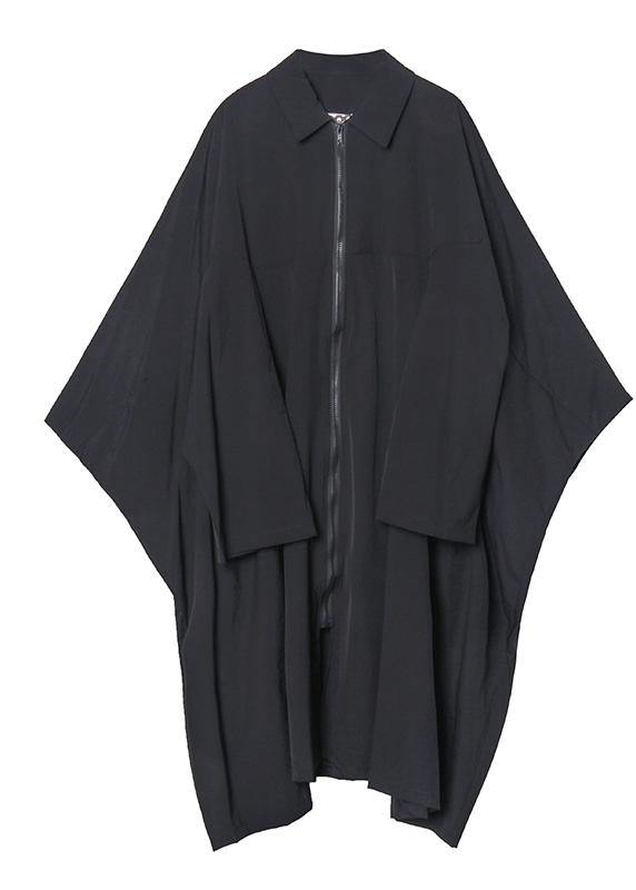 French Lapel Zippered Crane Coats White Midi Coats