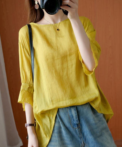 French O Neck Ruffles Tops Blouses Christmas Gifts Yellow Blouse