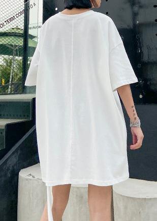 French O Neck Cotton Blouse Sleeve White Print Tops