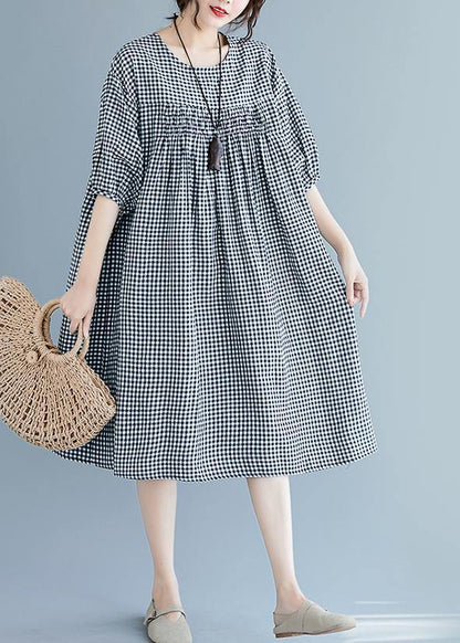 French O Neck Lantern Sleeve Clothes for Pattern Pink Dresses Summer