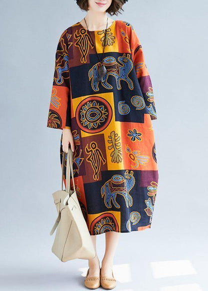 French O Neck Pockets Linen Dresses Ideas Print Dresses