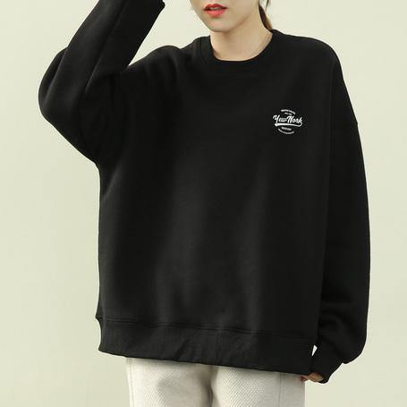 French o neck thick clothes For Women black Letter top
