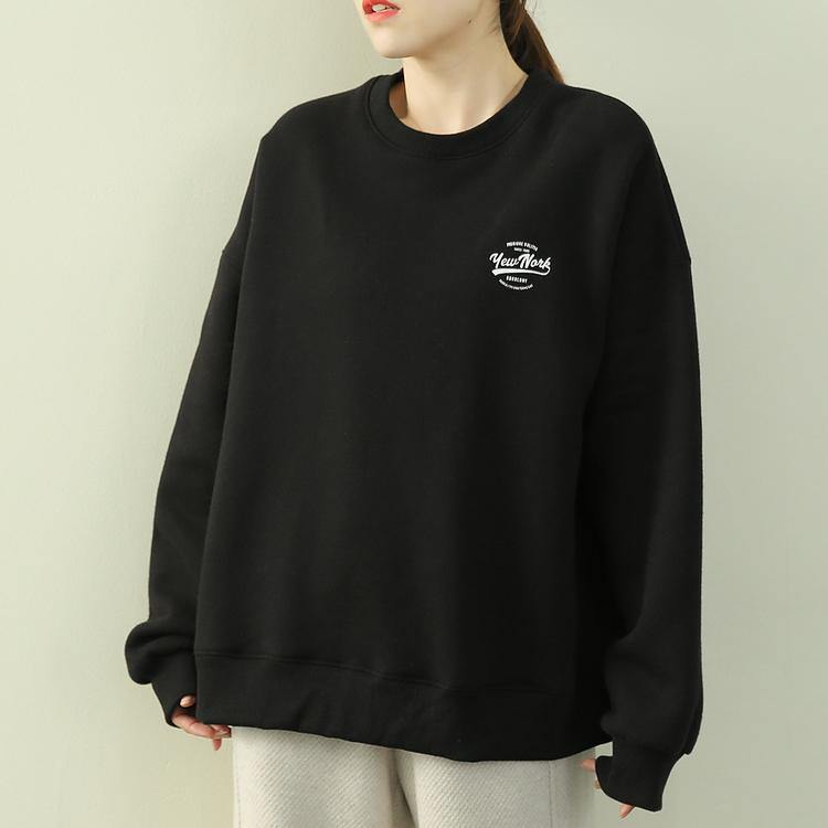 French o neck thick clothes For Women black Letter top