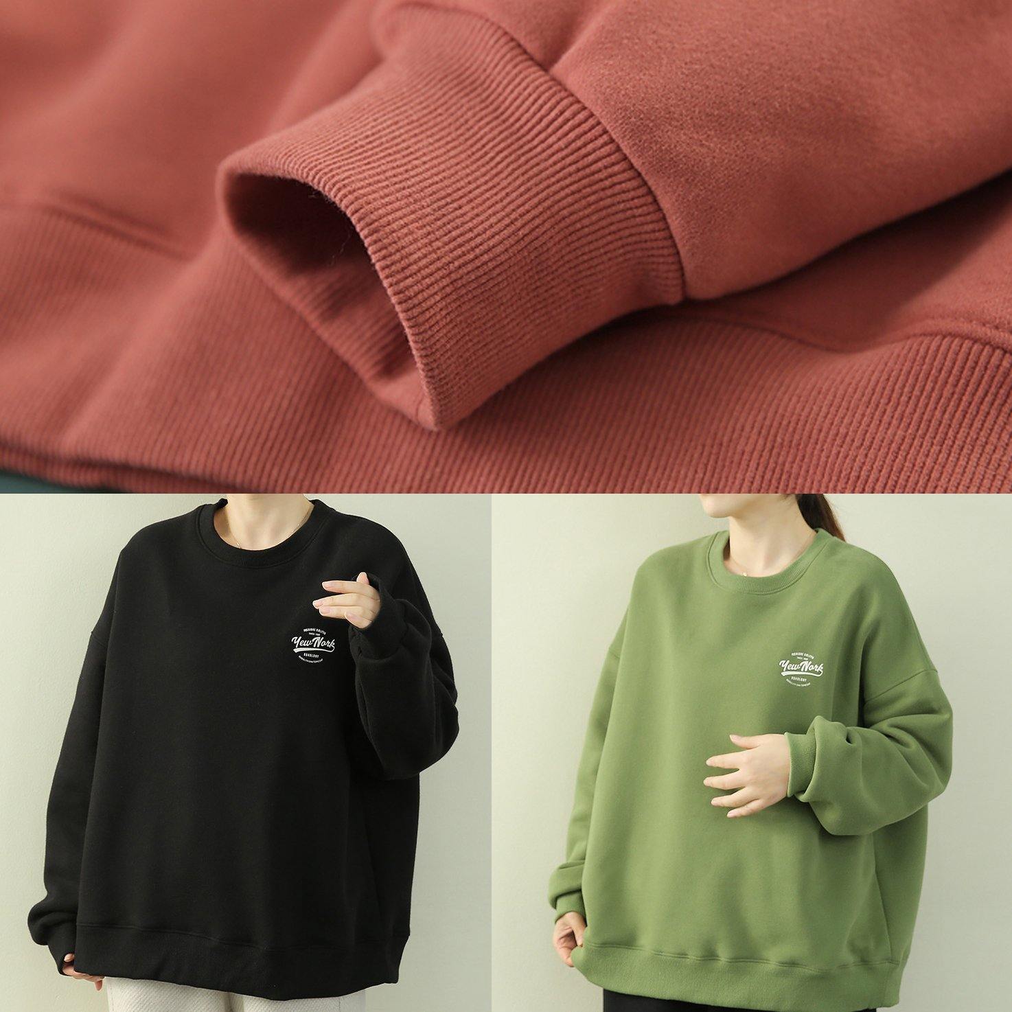 French o neck thick clothes For Women black Letter top