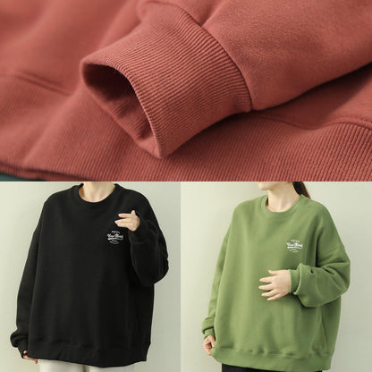 French o neck thick clothes For Women black Letter top