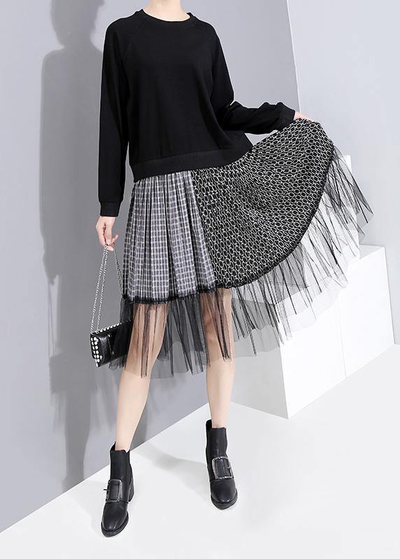 French Patchwork Tulle Cotton Fall Tunic Pattern Photography Black Art Dress