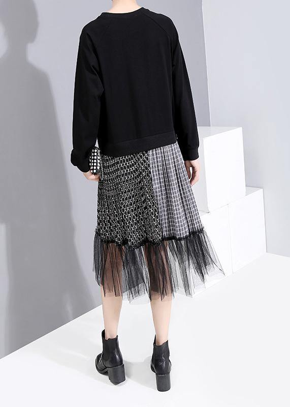 French Patchwork Tulle Cotton Fall Tunic Pattern Photography Black Art Dress