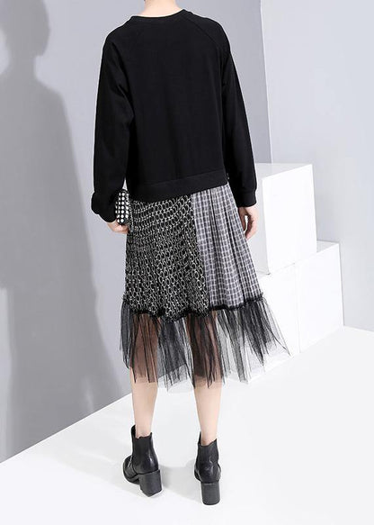 French Patchwork Tulle Cotton Fall Tunic Pattern Photography Black Art Dress
