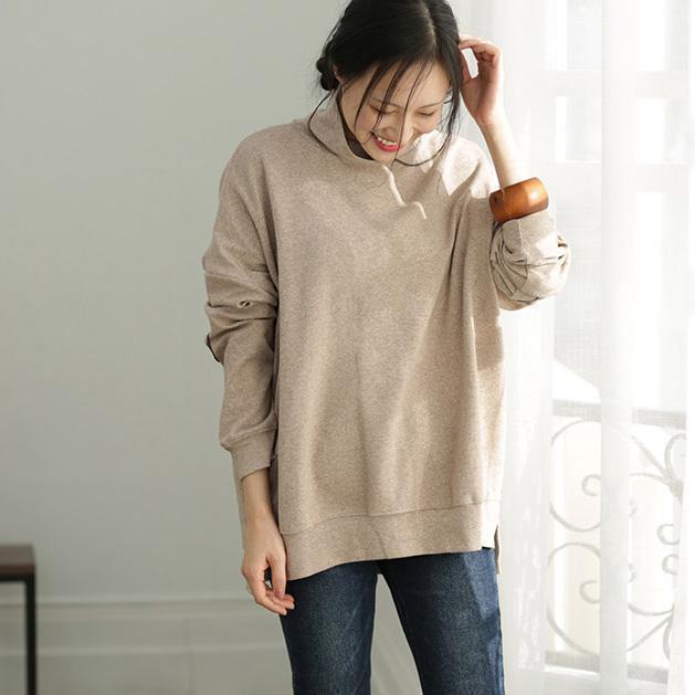French Side Open Cotton Tunic Pattern Photography Khaki Tunic Shirt