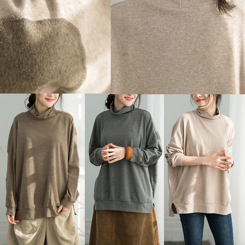 French Side Open Cotton Tunic Pattern Photography Khaki Tunic Shirt