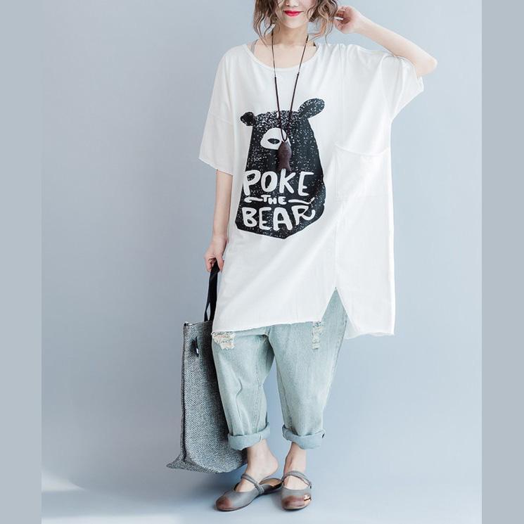 French Side Open Pockets Cotton Clothes Ideas White Loose Tops