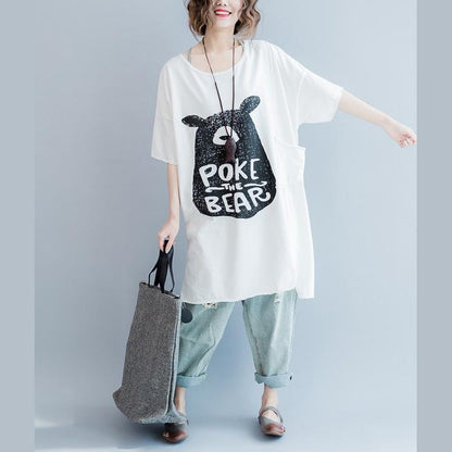 French Side Open Pockets Cotton Clothes Ideas White Loose Tops