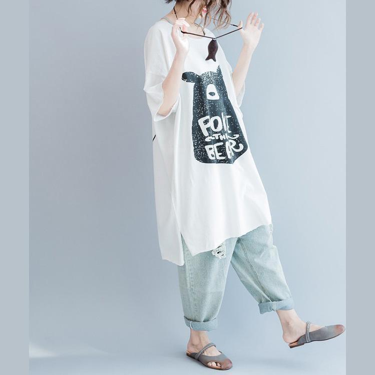 French Side Open Pockets Cotton Clothes Ideas White Loose Tops