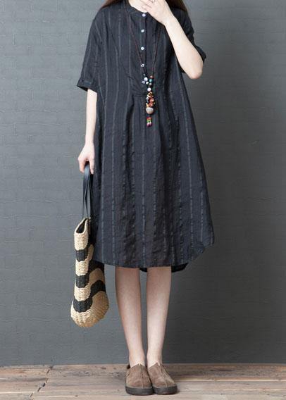 French Striped Cotton Linen Tunic Top Tutorials Black Dress Summer